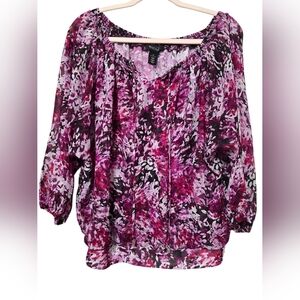 White House Black Market Pink Oversized 3/4 Sleeve Blouse